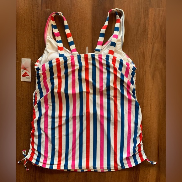 Land’s End Striped Underwire Tankini Top Size 16 W - Picture 3 of 9